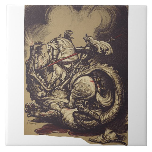 Heiliger Georg und der Drache Großmärtyrer Fliese (Vorderseite)