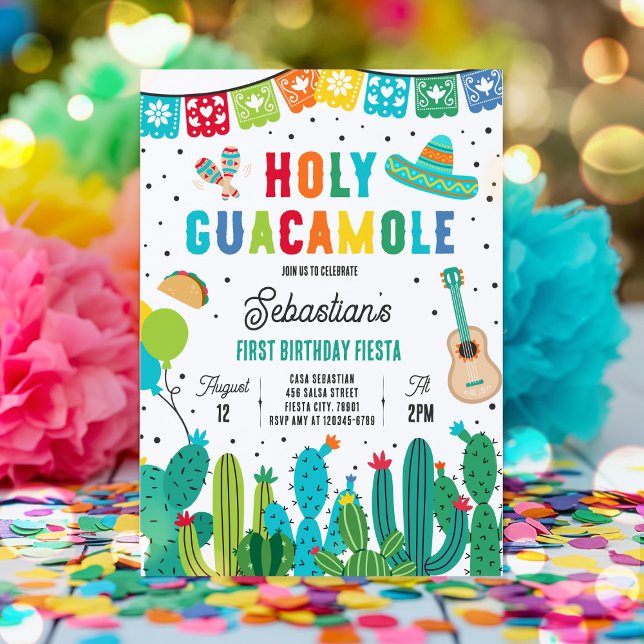 Heiliger Guacamole 1. Geburtstag Fiesta Party Einladung (Von Creator hochgeladen)