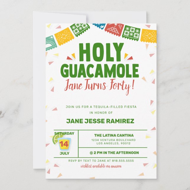 Heiliger Guacamole 40. Geburtstag Fiesta Einladung (Vorderseite)