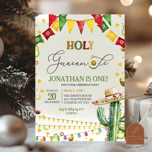Heiliger Guacamole Avocado Fiesta Kindergeburtstag Einladung (Von Creator hochgeladen)