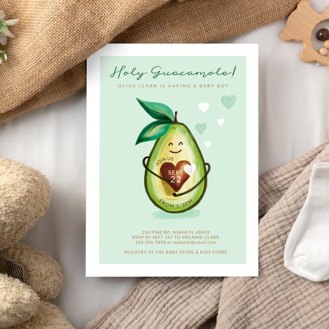 Heiliger Guacamole ein Baby Junge ist auf dem Weg  Einladung (Von Creator hochgeladen)