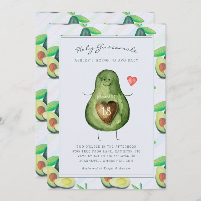 Heiliger Guacamole | Einladung von Avocado Baby Sh (Vorne/Hinten)