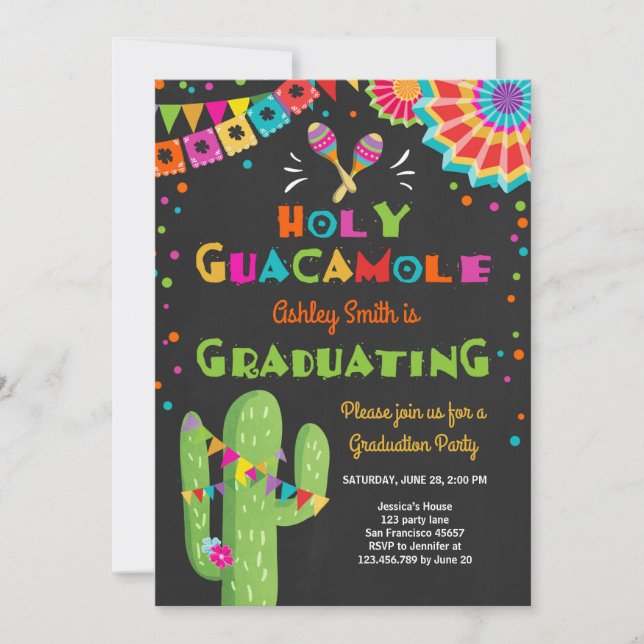 Heiliger Guacamole Fiesta Abschluss Einladung Part (Vorderseite)