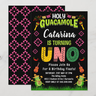 Heiliger Guacamole Fiesta avocado 1. Geburtstag Un Einladung