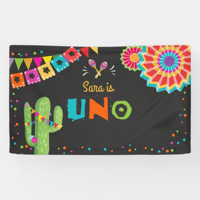 Heiliger Guacamole Fiesta Geburtstagsbanner Kaktus Banner (Horizontal)