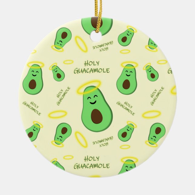 Heiliger Guacamole niedlicher Avocado Keramik Ornament (Vorne)