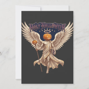 Heiliger Halloween-Engel-Kürbis-Gothik-Vintage-Ill Einladung