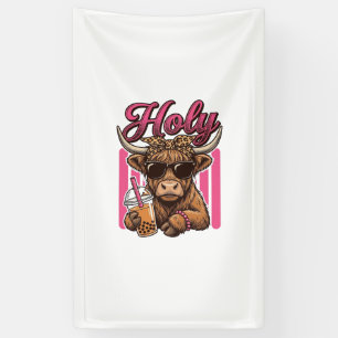 Heiliger Highland-Kuh Vintage Boba Tea Shirt Desig Banner