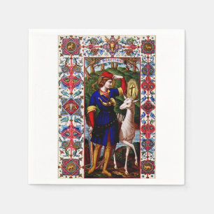 Heiliger Hubert von Lüttich mit dem Hirsch Serviette
