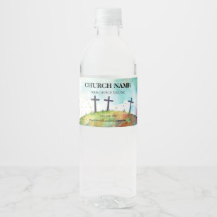 Heiliger Hügel Aquarell Grace Church Wasser Etiket Wasserflaschenetikett