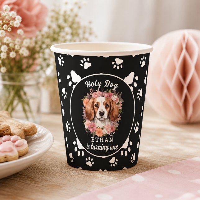 Heiliger Hund, ich bin einer | Hunde Mädchen 1. Ge Pappbecher (Holy Dog, I'm One | Dog Girl 1st Birthday Paper Cups)