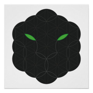 Heiliger Jaguar - das Gesicht des Lebens, schwarz. Poster