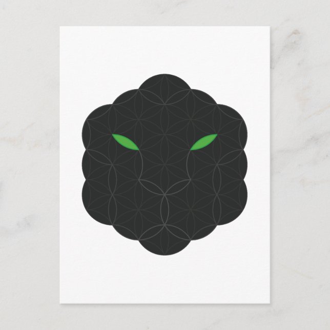 Heiliger Jaguar - das Gesicht des Lebens, schwarz. Postkarte (Vorderseite)