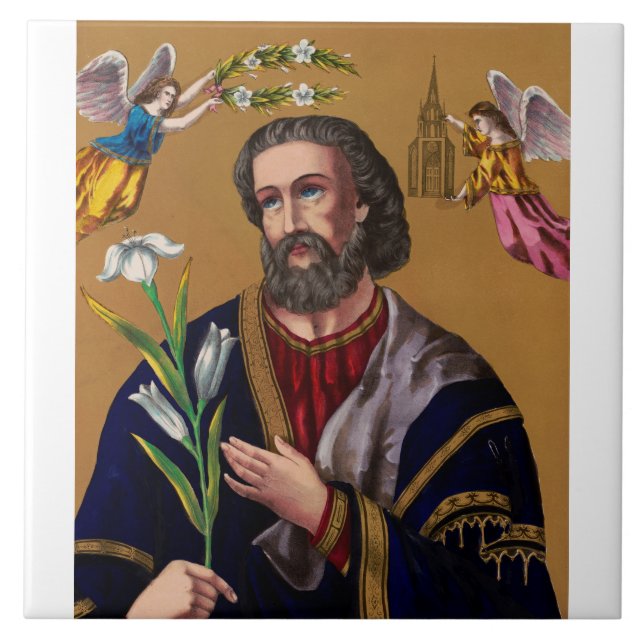 Heiliger Joseph Guardian der Heiligen Familie Fliese (Vorderseite)