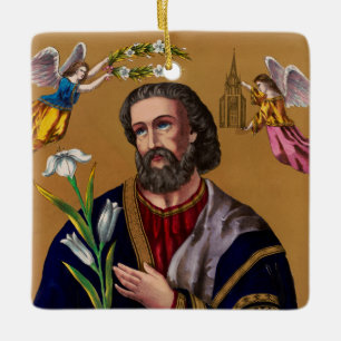 Heiliger Joseph Guardian der Heiligen Familie Keramikornament