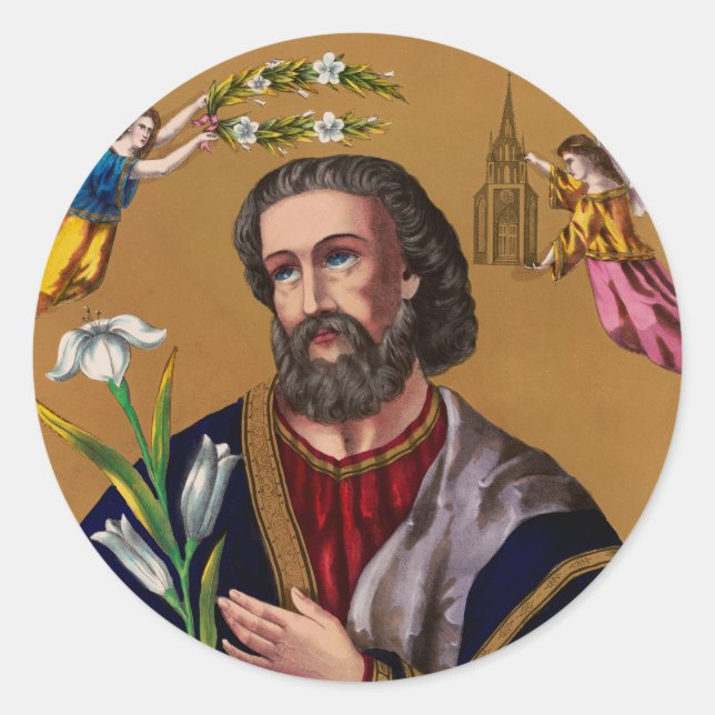 Heiliger Joseph Guardian der Heiligen Familie Runder Aufkleber (Vorderseite)