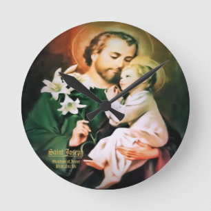 Heiliger Joseph Guardian von Jesus Runde Wanduhr