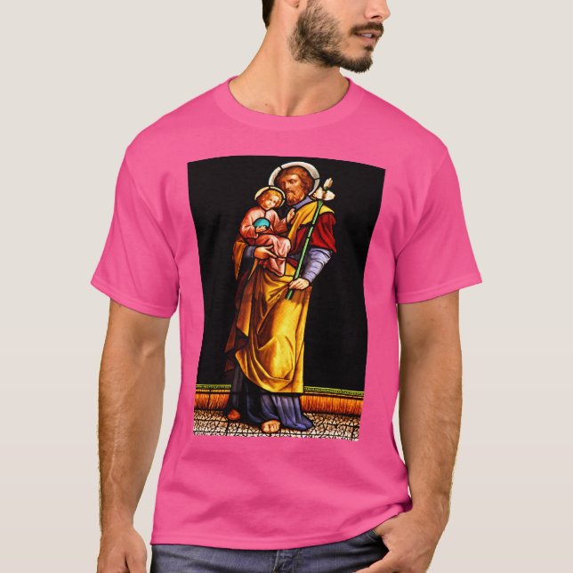 Heiliger Joseph und Baby Jesus T-Shirt (Vorderseite)