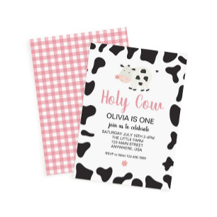 Heiliger Kuh Ich bin eine rosa Gingham-Daisy-Gebur Einladung