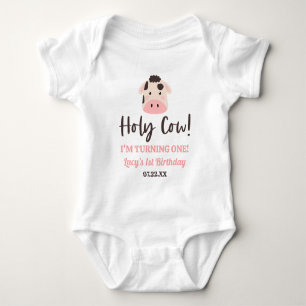 Heiliger Kuh Ich Werde Eins! 1. Erster Geburtstag  Baby Strampler