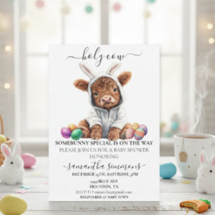Heiliger Kuh Osterhase Highland Kalb Baby Shower  Einladung