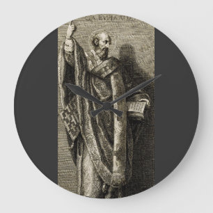 Heiliger Kyrill von Jerusalem Sakrale Grafik-Kunst Große Wanduhr