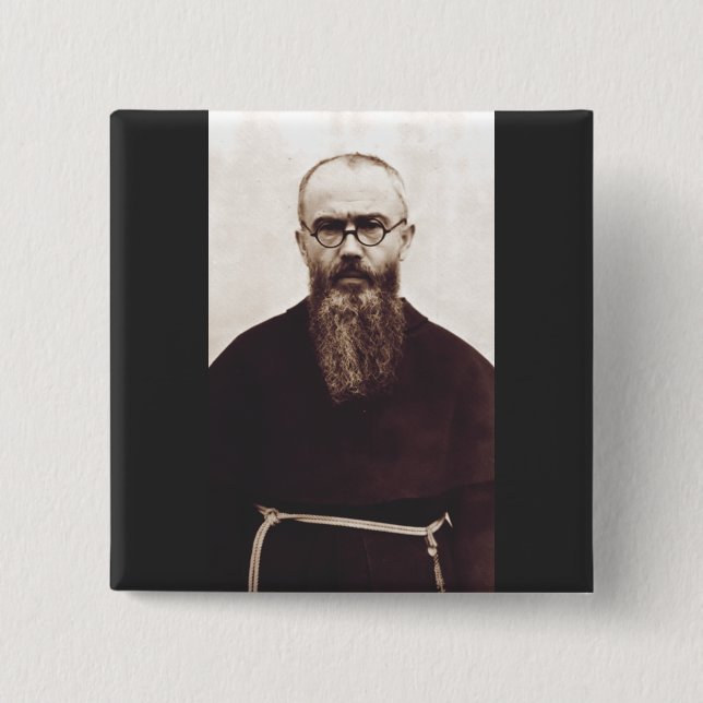 Heiliger Maximilian Kolbe polnischer katholischer  Button (Vorderseite)