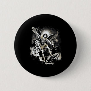 Heiliger Michael besiegt Satan Erzengel Krieger  Button