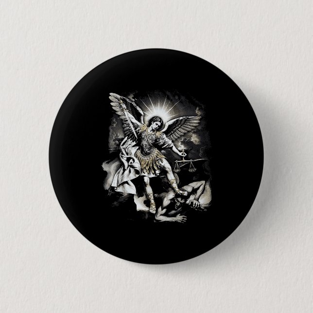 Heiliger Michael besiegt Satan Erzengel Krieger  Button (Vorderseite)