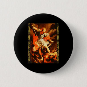 Heiliger Michael besiegt Satan Erzengel Krieger  Button