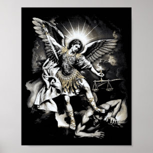 Heiliger Michael besiegt Satan Erzengel Krieger  Poster