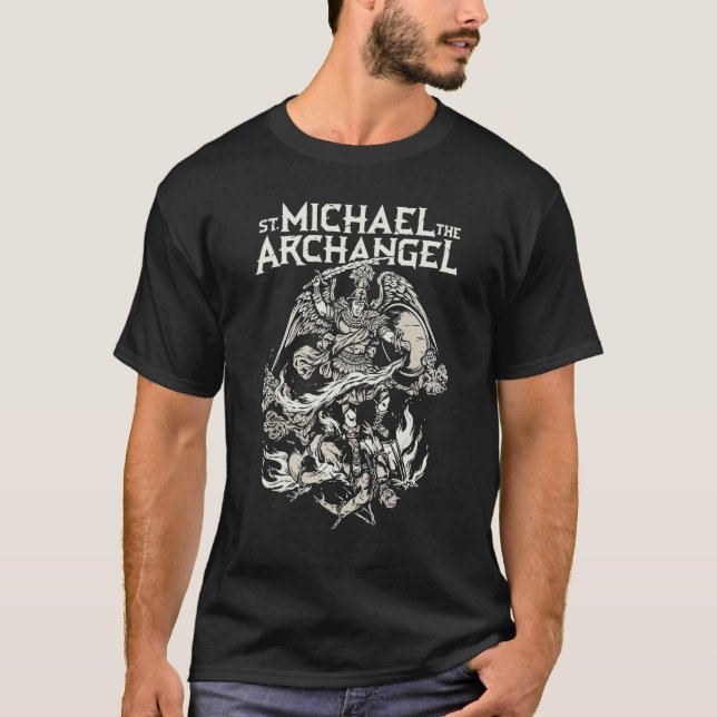 Heiliger Michael Katholischer Erzengel Schutzengel T-Shirt (Vorderseite)