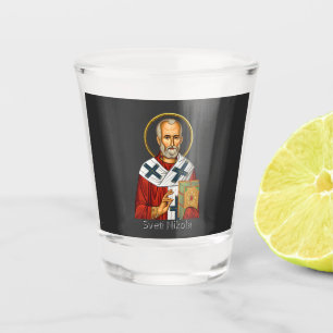 Heiliger Nikolaus orthodox serbisches Buchstaben-I Schnapsglas