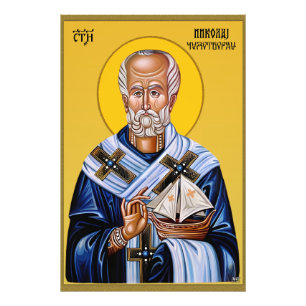 Heiliger Nikolaus, orthodoxe slawische Ikone Fotodruck