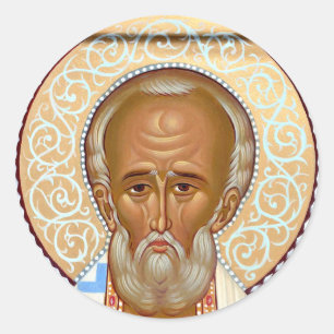 Heiliger Nikolaus von Myra Premium-Orthodoxe Kunst Runder Aufkleber