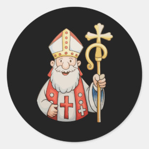 Heiliger Nikolaus Weihnachtsmann Schutzpatron von Runder Aufkleber
