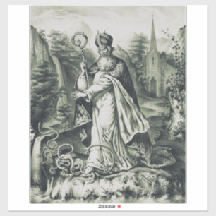 Heiliger Patrick vertreibt Schlangen Vintage-Stich Aufkleber