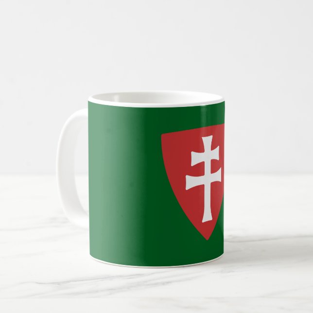 Heiliger Stephan ungarisches Kreuzsymbol Kaffeetasse (Vorderseite Links)