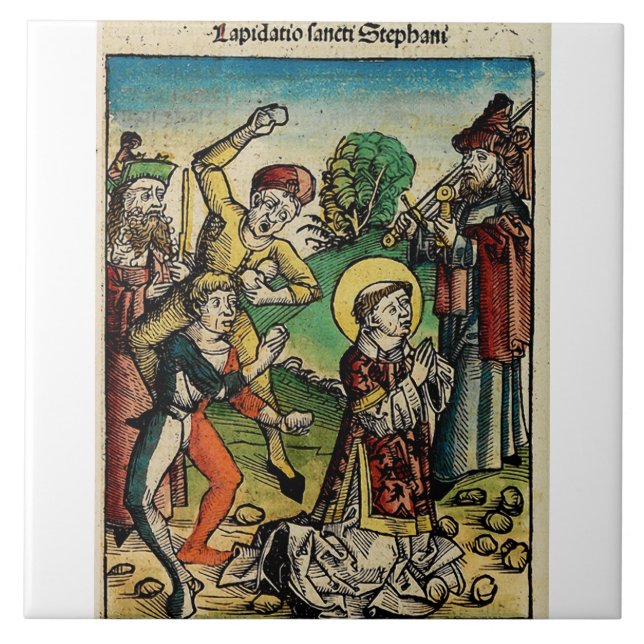 Heiliger Stephanus der Protomärtyrer Feine Kunst I Fliese (Vorderseite)