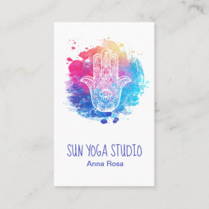 *~* heiliges Aquarell Hamsa Handyoga Visitenkarte