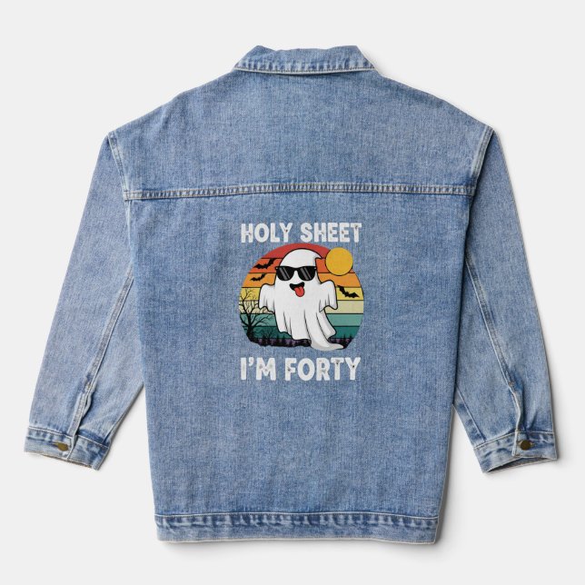 Heiliges Blatt Ich bin vierzig | Funny 40. Geburts Jeansjacke (Rückseite)