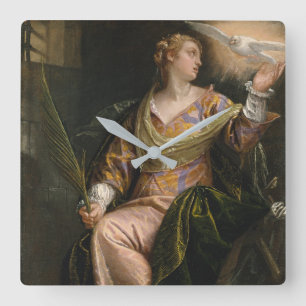 Heiliges Catherine von Alexandria im Gefängnis Quadratische Wanduhr