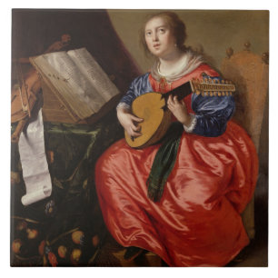 Heiliges Cecilia (Öl auf Leinwand) Fliese