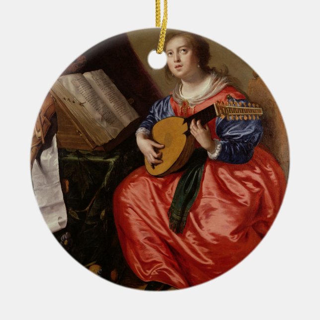 Heiliges Cecilia (Öl auf Leinwand) Keramik Ornament (Vorne)