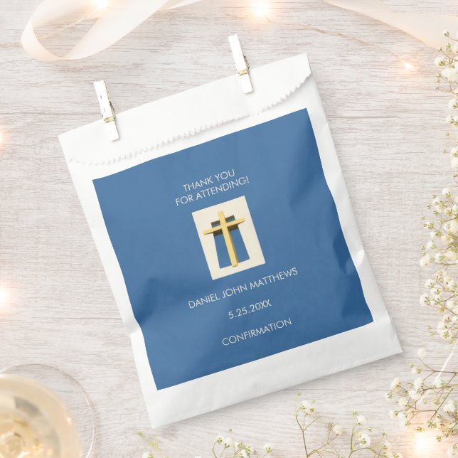 Heiliges Cross Sky Blue Religious Party Geschenktütchen (Ausgeschnitten)