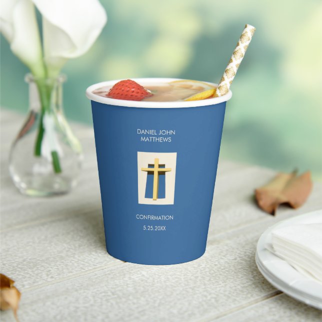 Heiliges Cross Sky Blue Religious Party Pappbecher (In Situ)