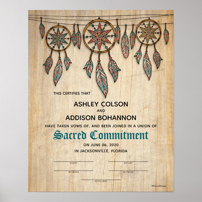 "Heiliges Engagement" Boho Rustic WeddingCertifica Poster (Vorne)