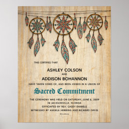 "Heiliges Engagement" Boho Rustic WeddingCertifica Poster