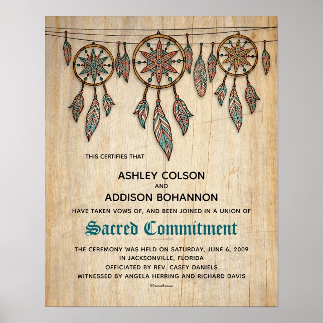"Heiliges Engagement" Boho Rustic WeddingCertifica Poster (Vorne)
