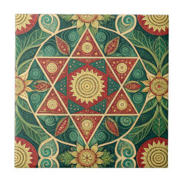 Heiliges geometrisches florales Mandala-Designmust Fliese
